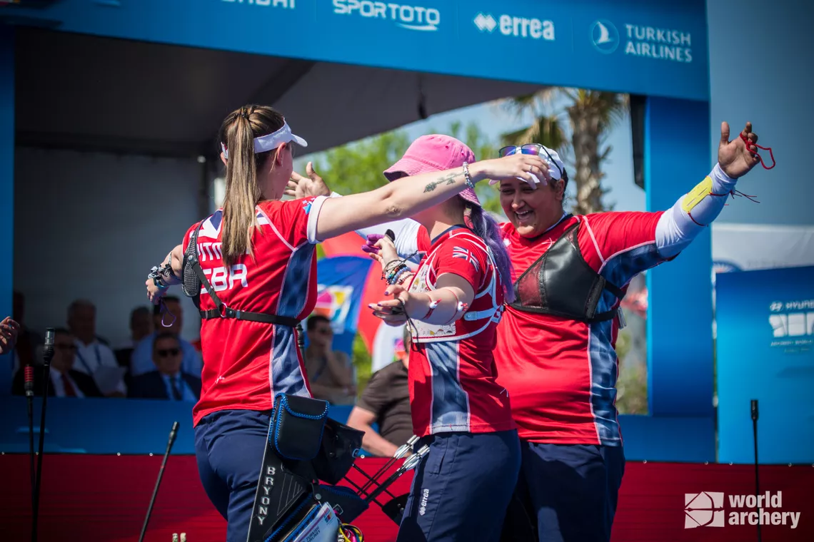 GB recurve women celebrate gold at Antalya 2022