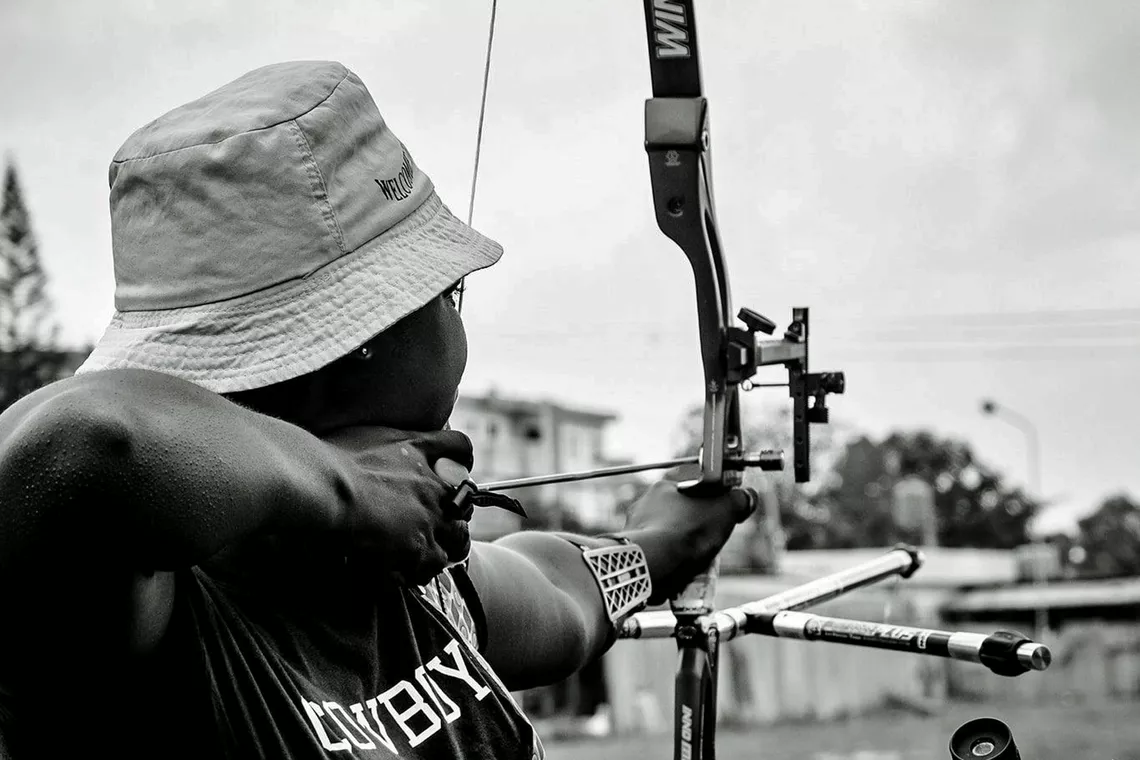 Merveille Santi Zinsou of Benin shooting