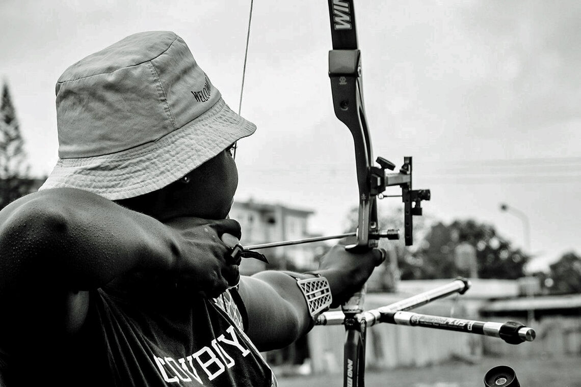 Merveille Santi Zinsou of Benin shooting