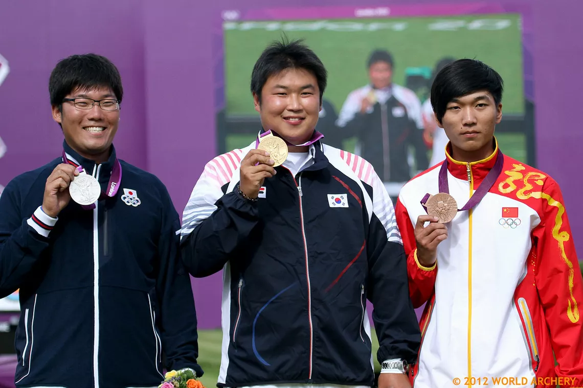 London 2012 men's recurve medallists