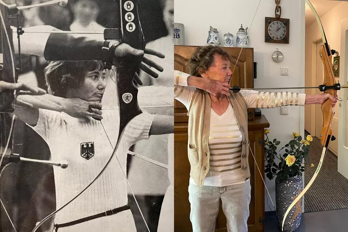 Irene Lehner in 1967 and 2022.