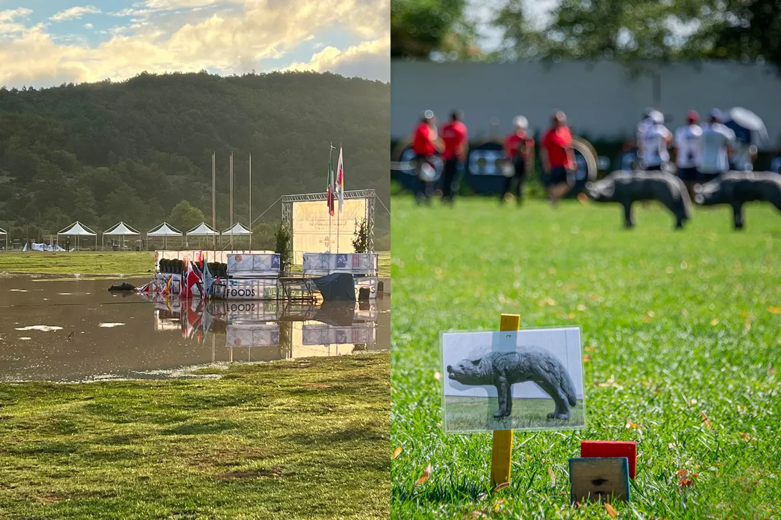 The flooded range – and the temporary one built in Terni.