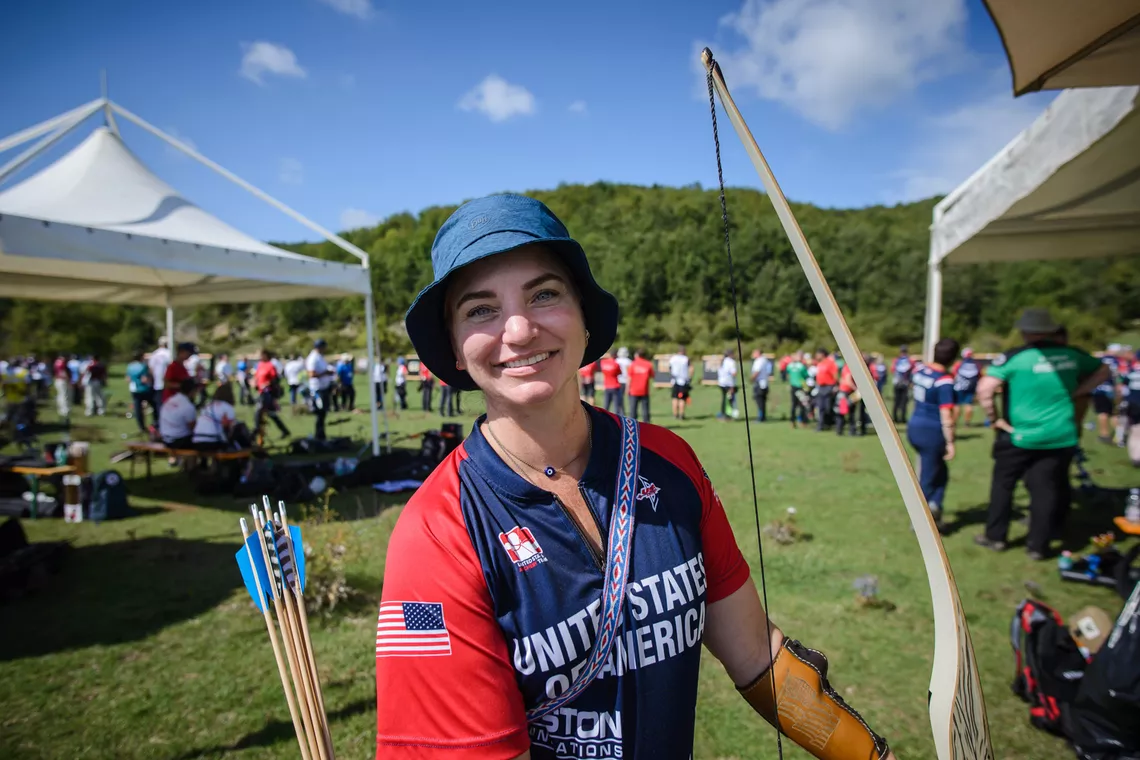 Kirsten Johnston on the practice field in Terni.