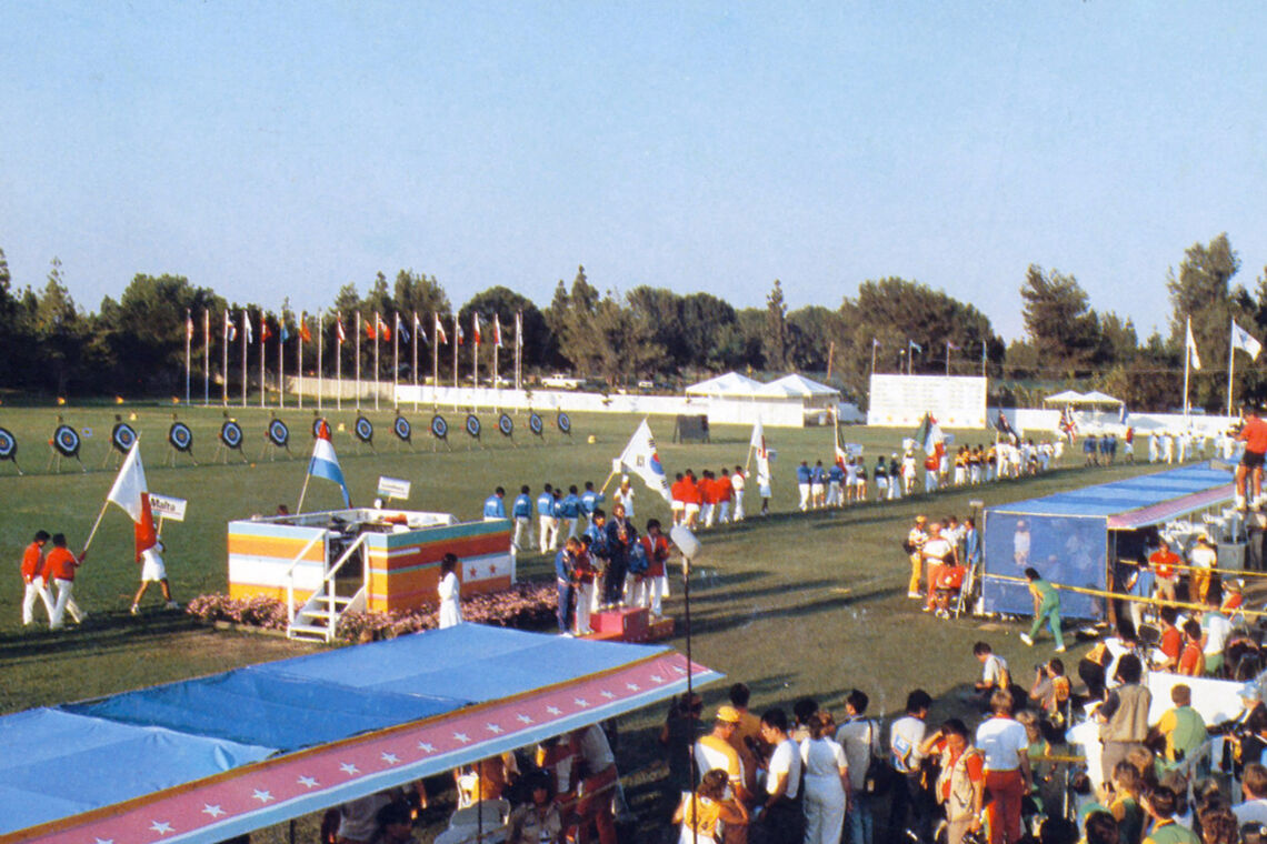 The archery venue at the Los Angeles 1984 Olympic Games.