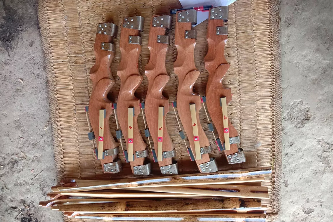 Bamboo bows produced by Manipur Bows.