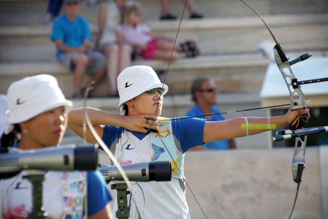 Park Sung-Hyun shoots at the Athens 2004 Olympic Games.