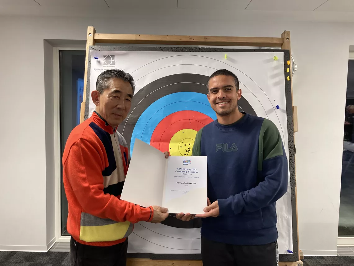 Bernardo with coach and lecturer Kim Hyung Tak.