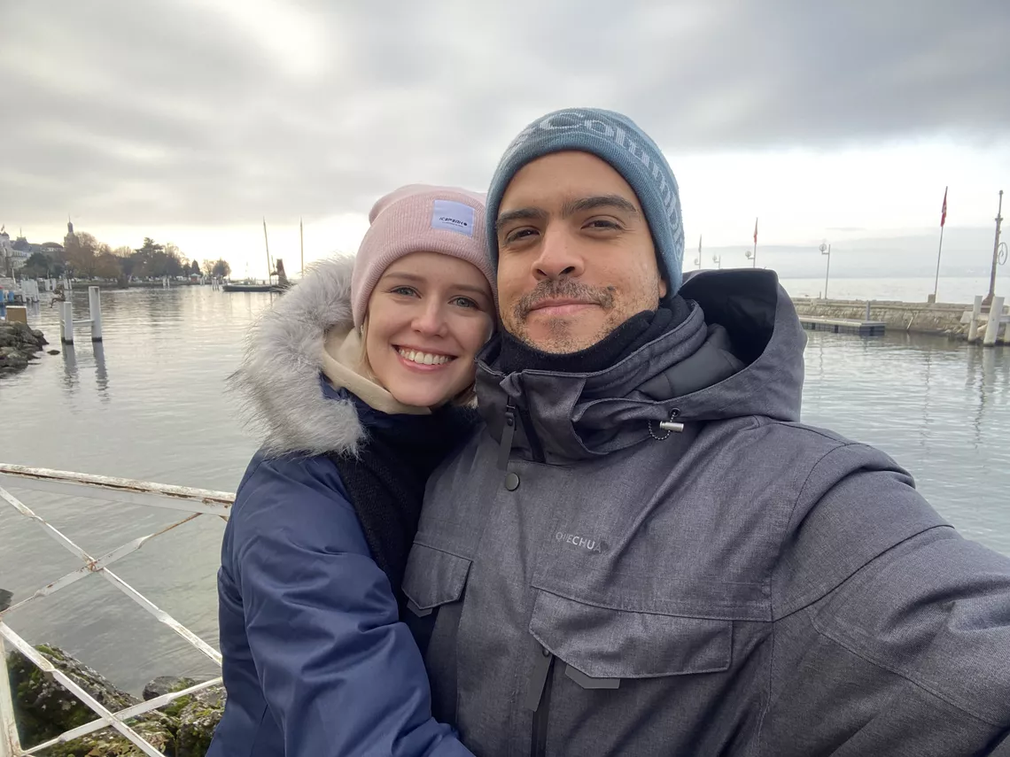 Bernardo and his wife in Evian.