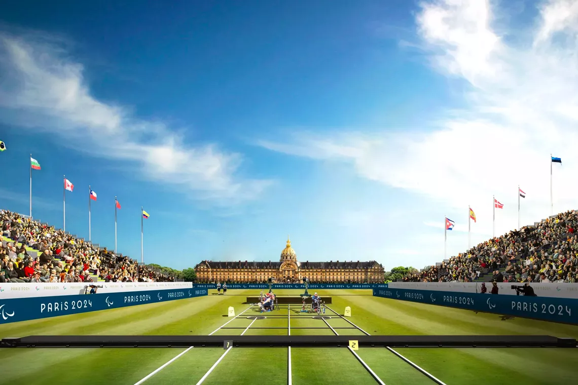 Archery at Invalides – an artist’s impression.