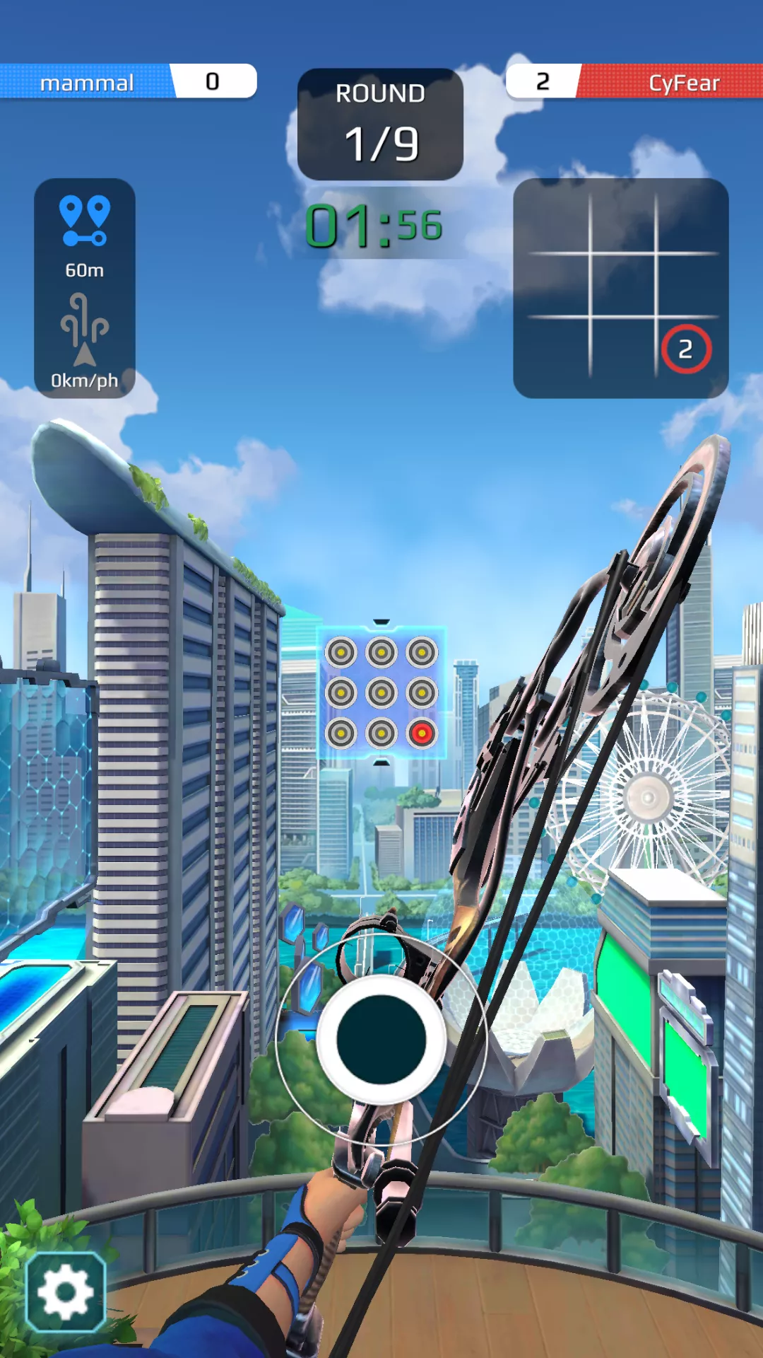 Tic Tac Bow combines the accuracy of archery with the traditional game of tic-tac-toe.