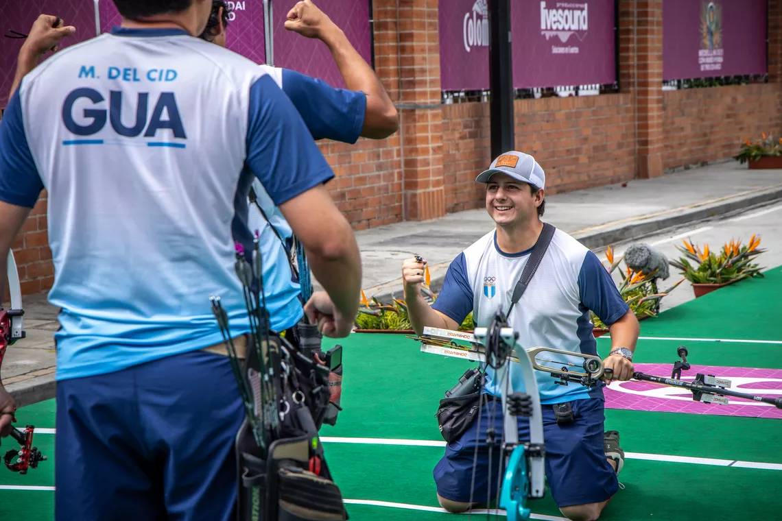 Julio Barillas and Guatemala celebrating first gold medal.