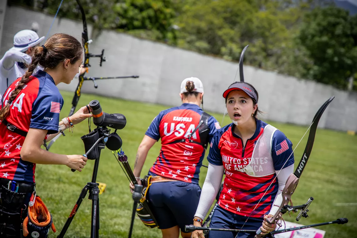 Catalina Gnoriega at Medellin 2023 world cup stage.