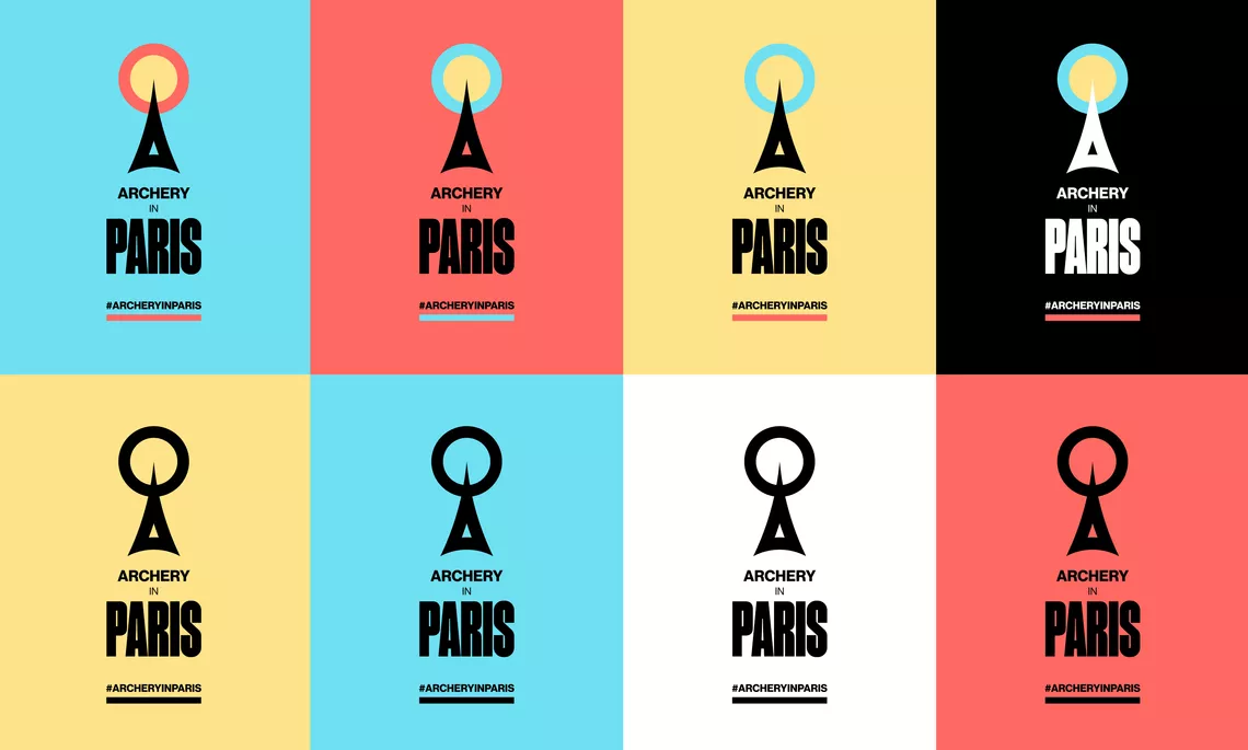 Archery in Paris logo/colour variations.