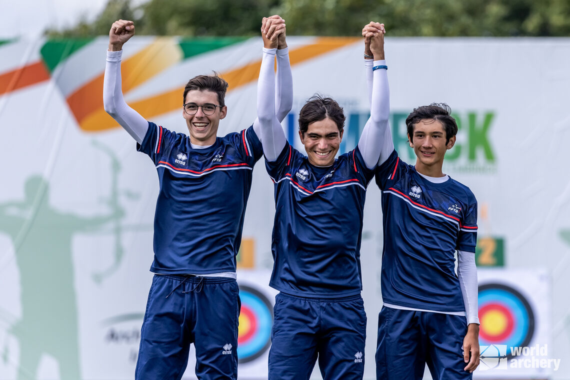 France’s Baptiste Addis, Jules Pedoux and Alexis Renaudineau prevented Korean sweep.