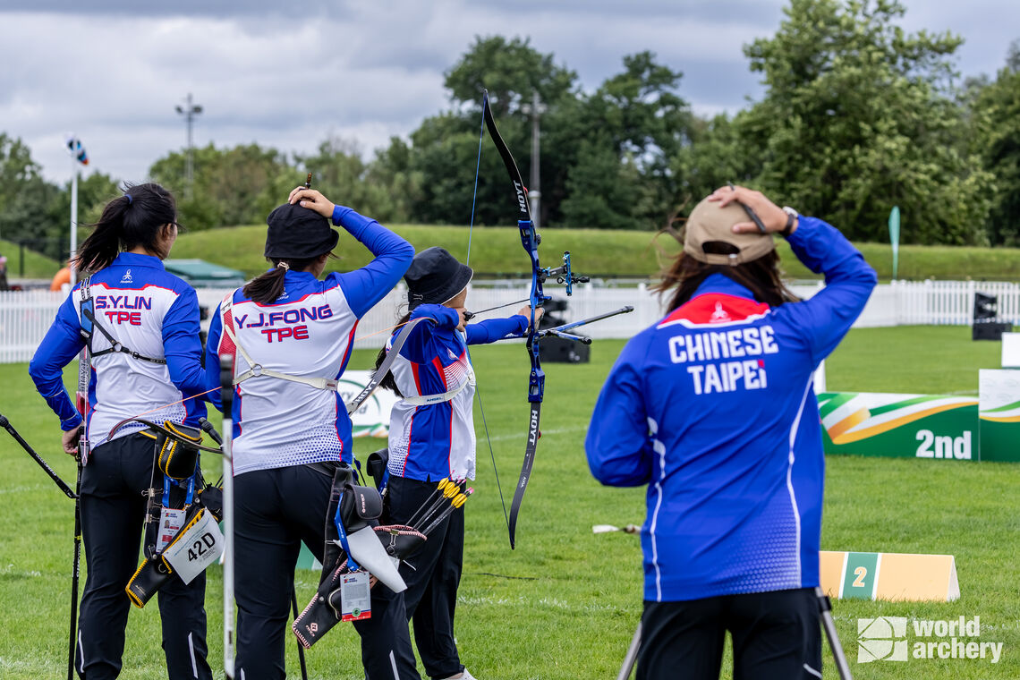 Chinese Taipei facing windy conditions at Limerick 2023.