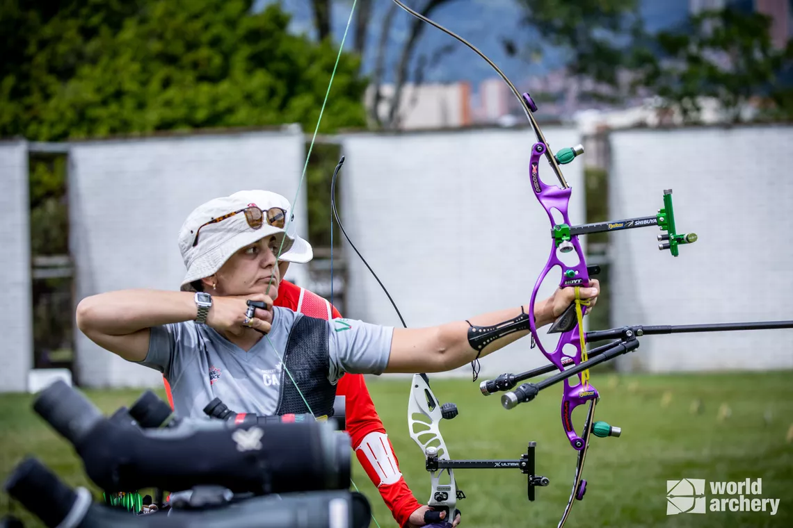 Kristine Esebua shooting for Canada in Medellin 2023.