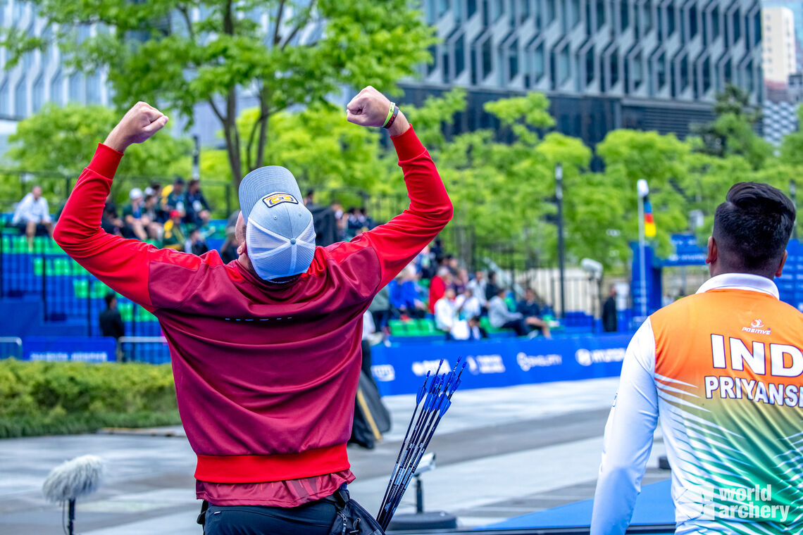 Nico Wiener celebrates winning in Shanghai.