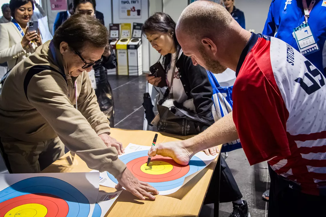 Jackie Chan and Matt Stutzman, Archery at Paris 2024 Paralympic Games