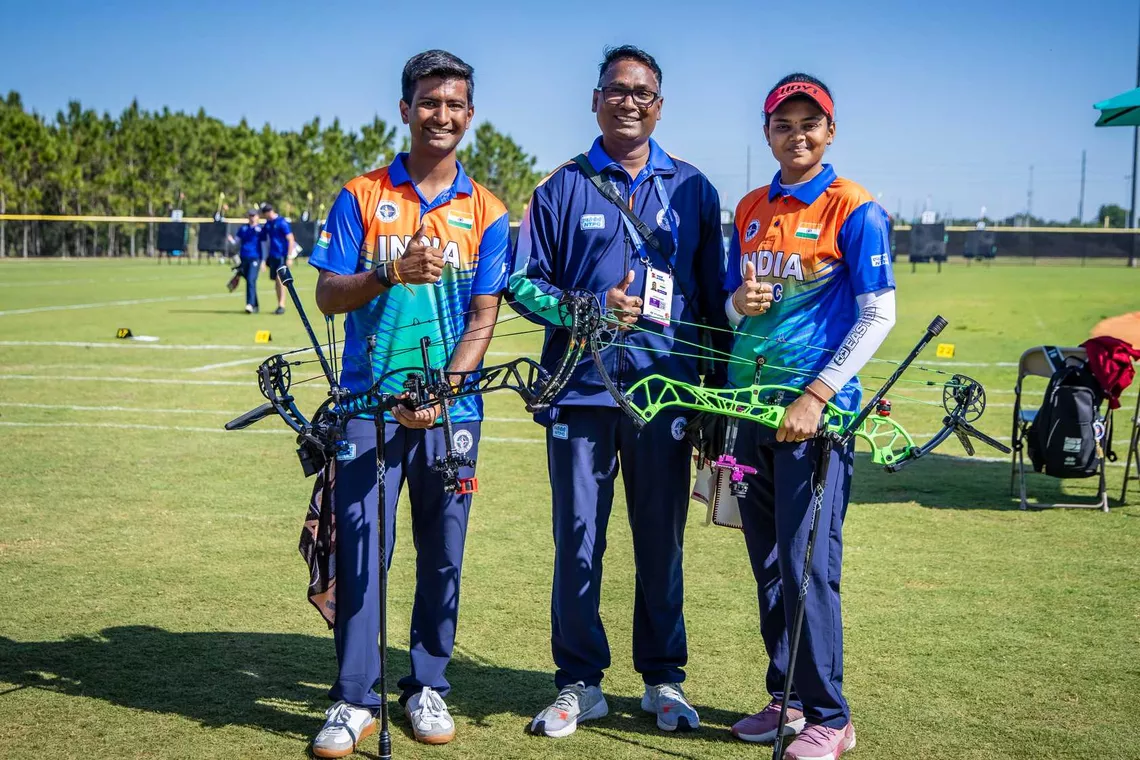 Jyothi Surekha Vennam and Rishabh Yadav set to shoot for compound mixed team gold at Central Florida 2025