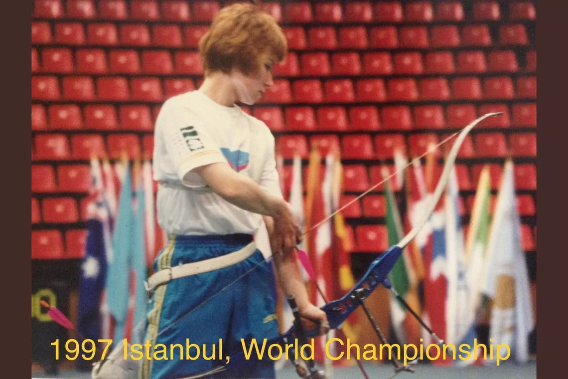 Tatyana Muntyan at the Istanbul 1997 World Archery Indoor Championships.