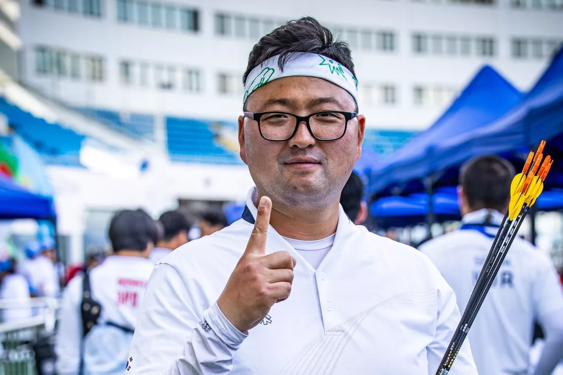 Olympic Champion Kim Woojin topped qualifying at Shanghai 2025 Hyundai Archery World Cup.