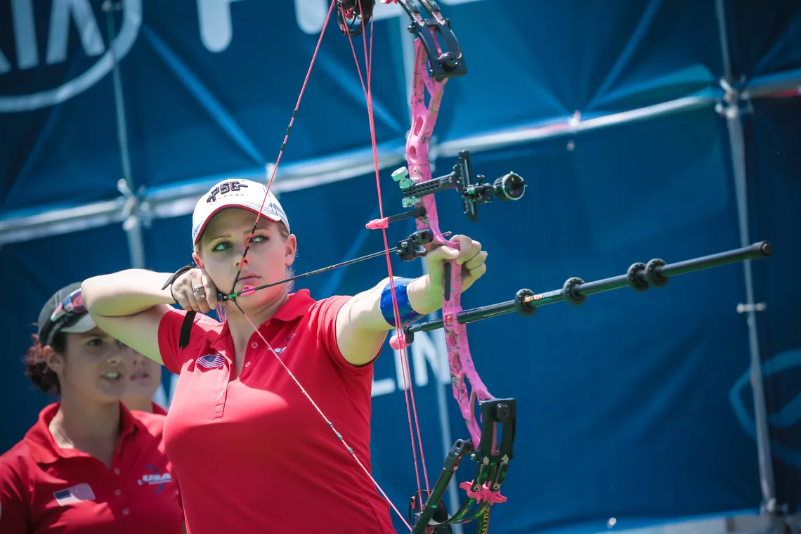 Paige Pearce aiming.