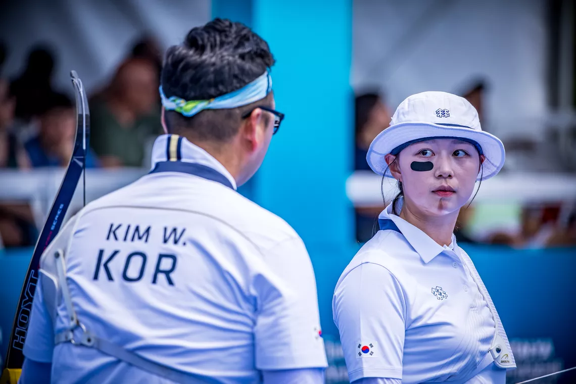 Kim Woojin and Lim Sihyeon together at Antalya 2025 World Cup.