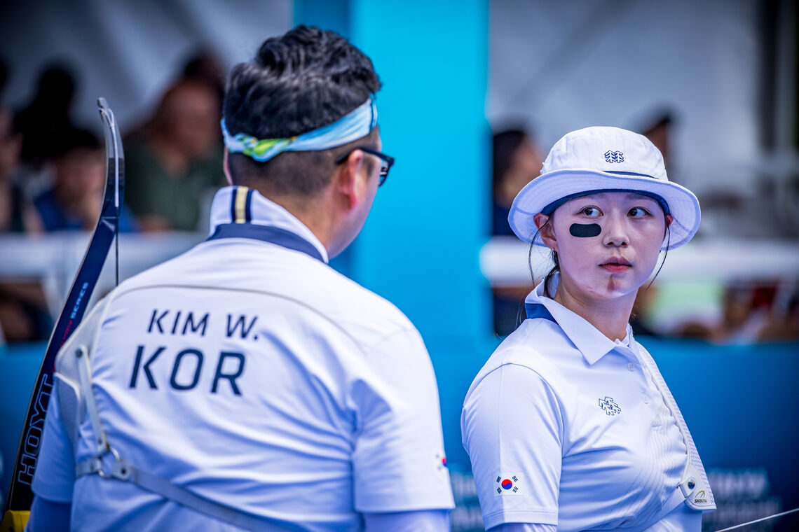 Kim Woojin and Lim Sihyeon together at Antalya 2025 World Cup.