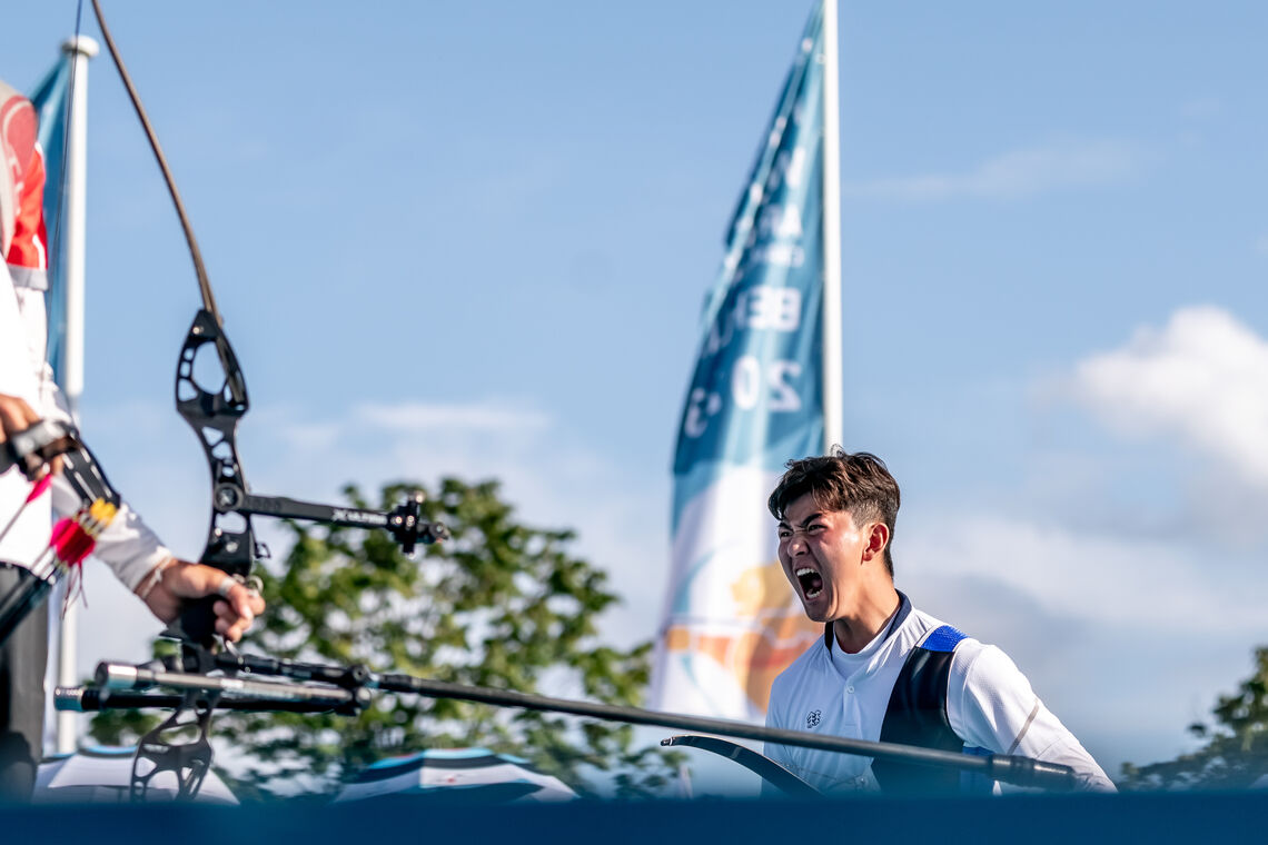 Kim Je Deok celebrating at last World Championships in Berlin.