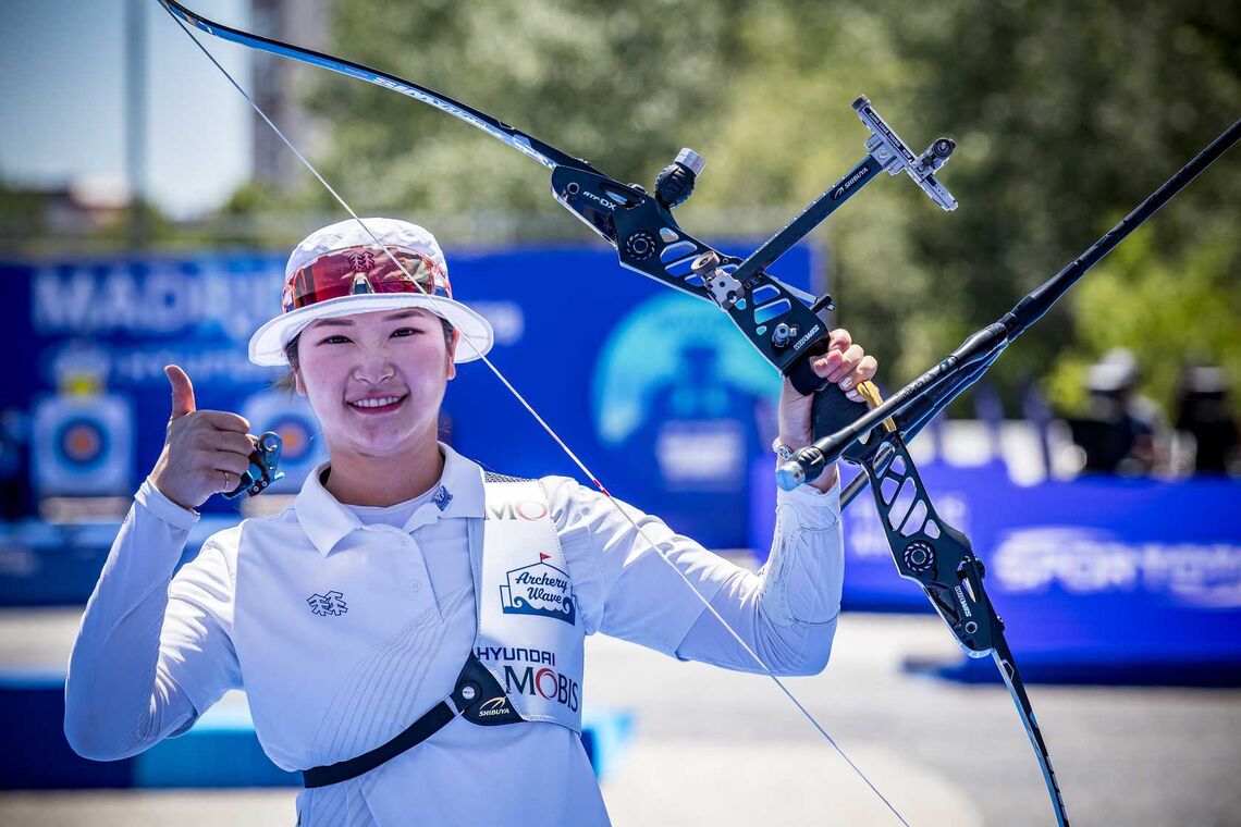 Kang Chaeyoung at Madrid 2025 Hyundai Archery World Cup.