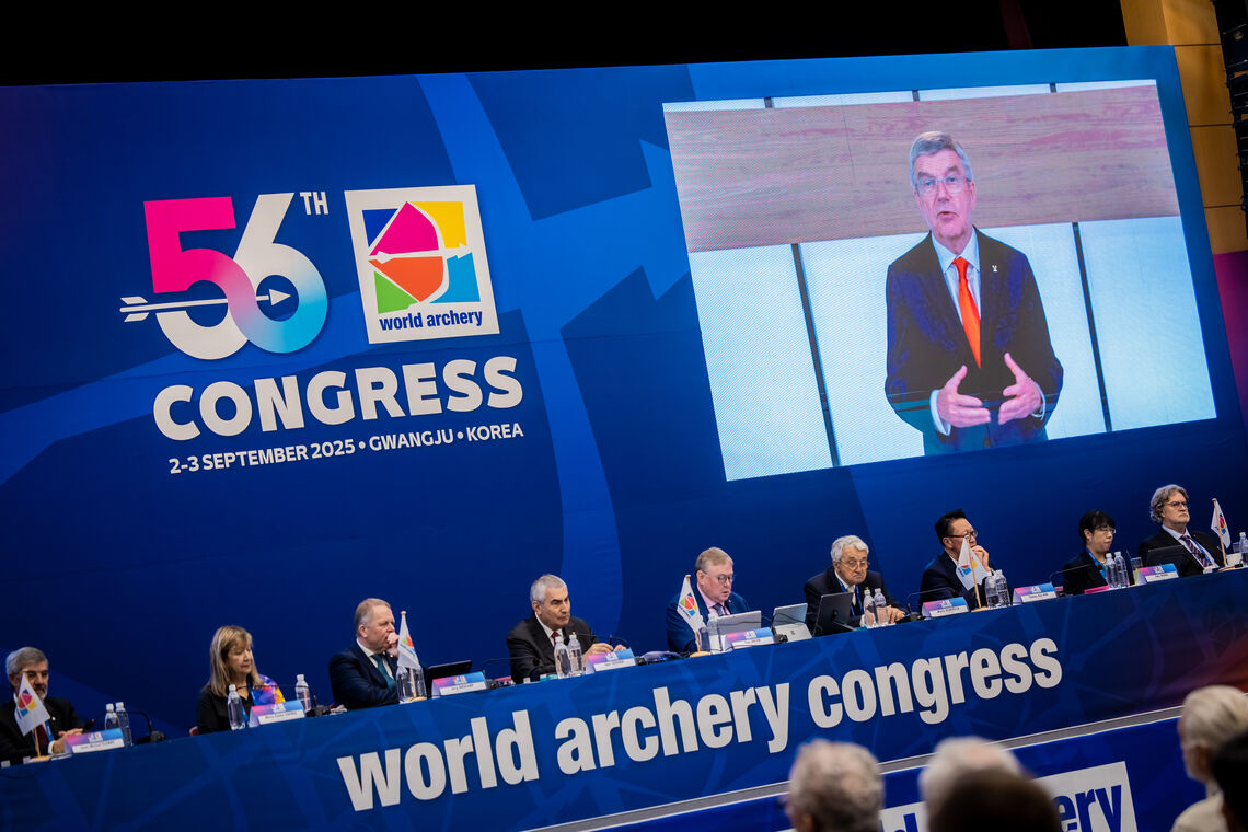 IOC Honorary President for Life Thomas Bach sent a video message to World Archery Congress.
