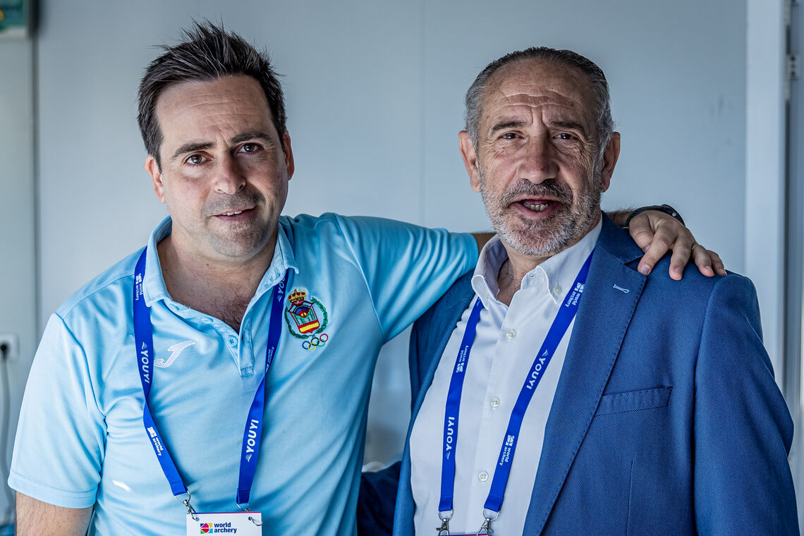 Rifaat Chabouk with Spanish archery president Vicente Martinez Orga.