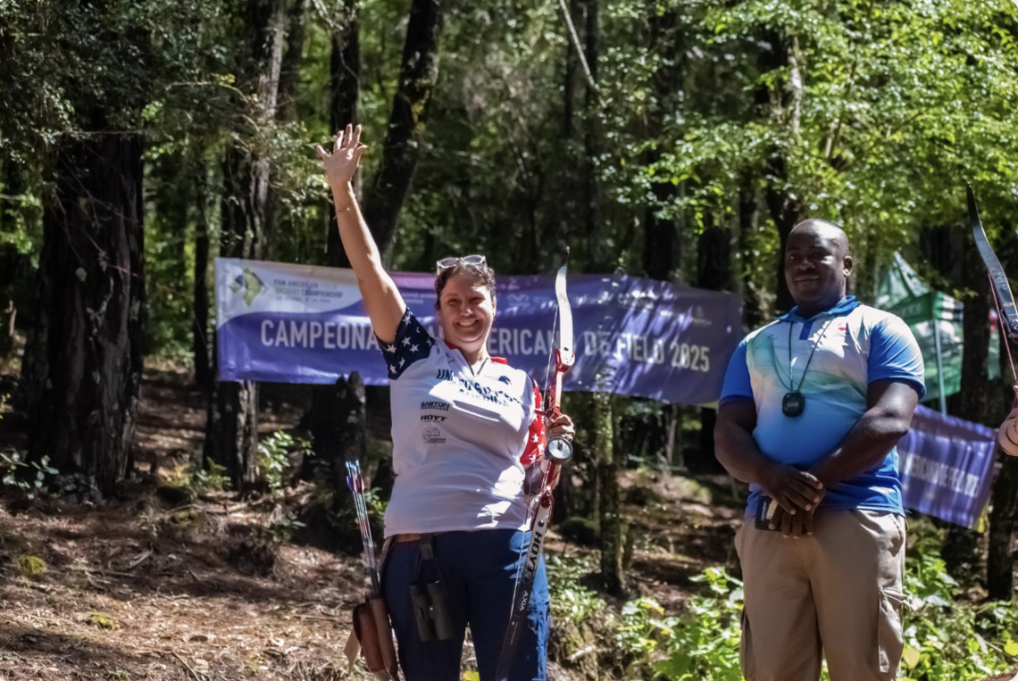 Fawn Girard celebrating winning gold.