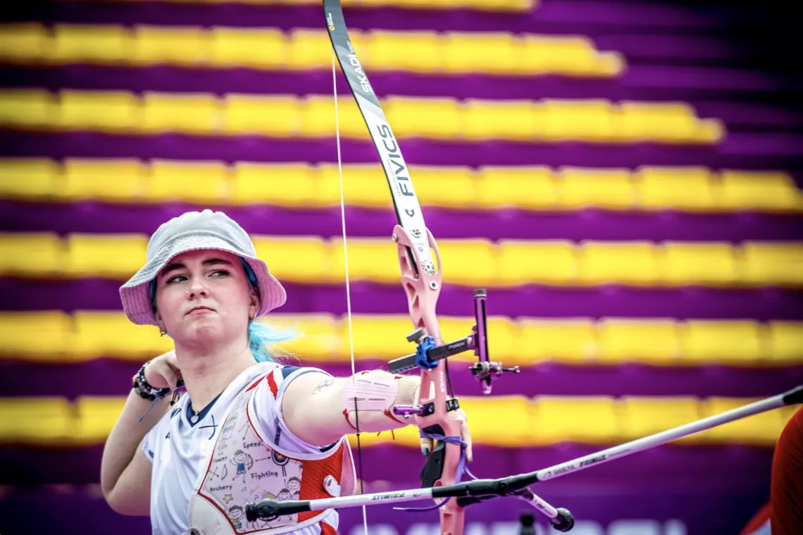 Penny Healey at the Nanjing 2025 World Cup Final familiarisation.