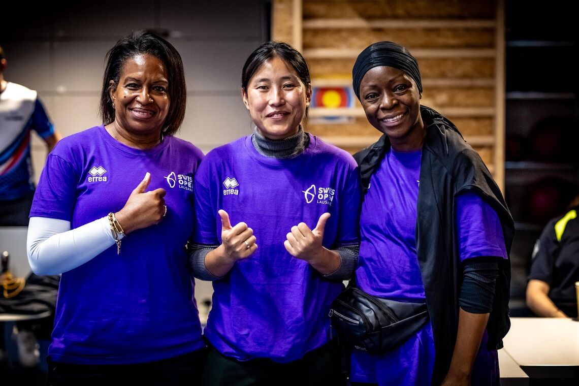 Trina Roberts, Yeshi Dema and Onika Alaika volunteering at the Swiss Open Lausanne 2025.
