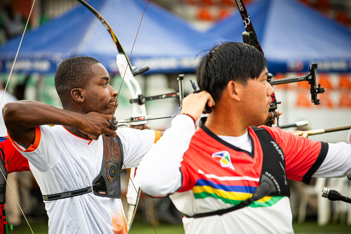 Aidan William Shiu Fook Sien and Aka Jean Jacques Rabi Atcho shooting against each other.