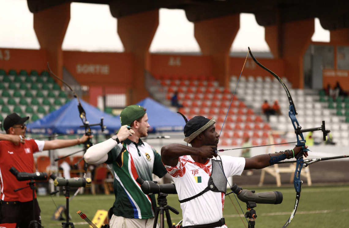 Recurve men archers shooting at Abidjan 2025.