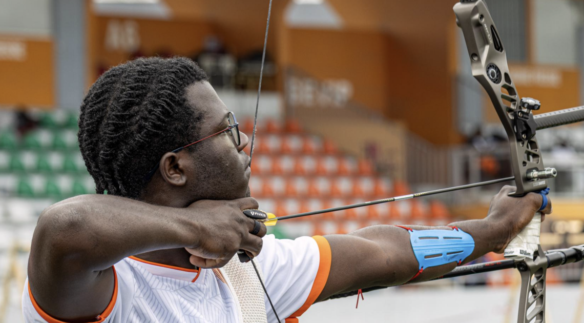 Franck Eyeni aiming.
