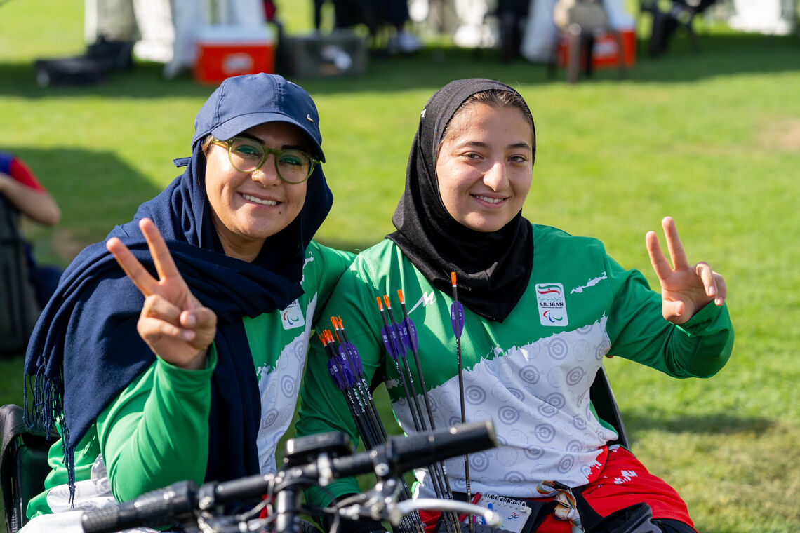 Team Iran poses at a break