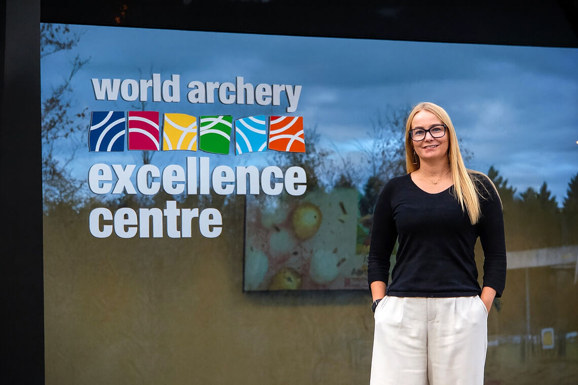 Siret Luik outside the World Archery Excellence Centre.