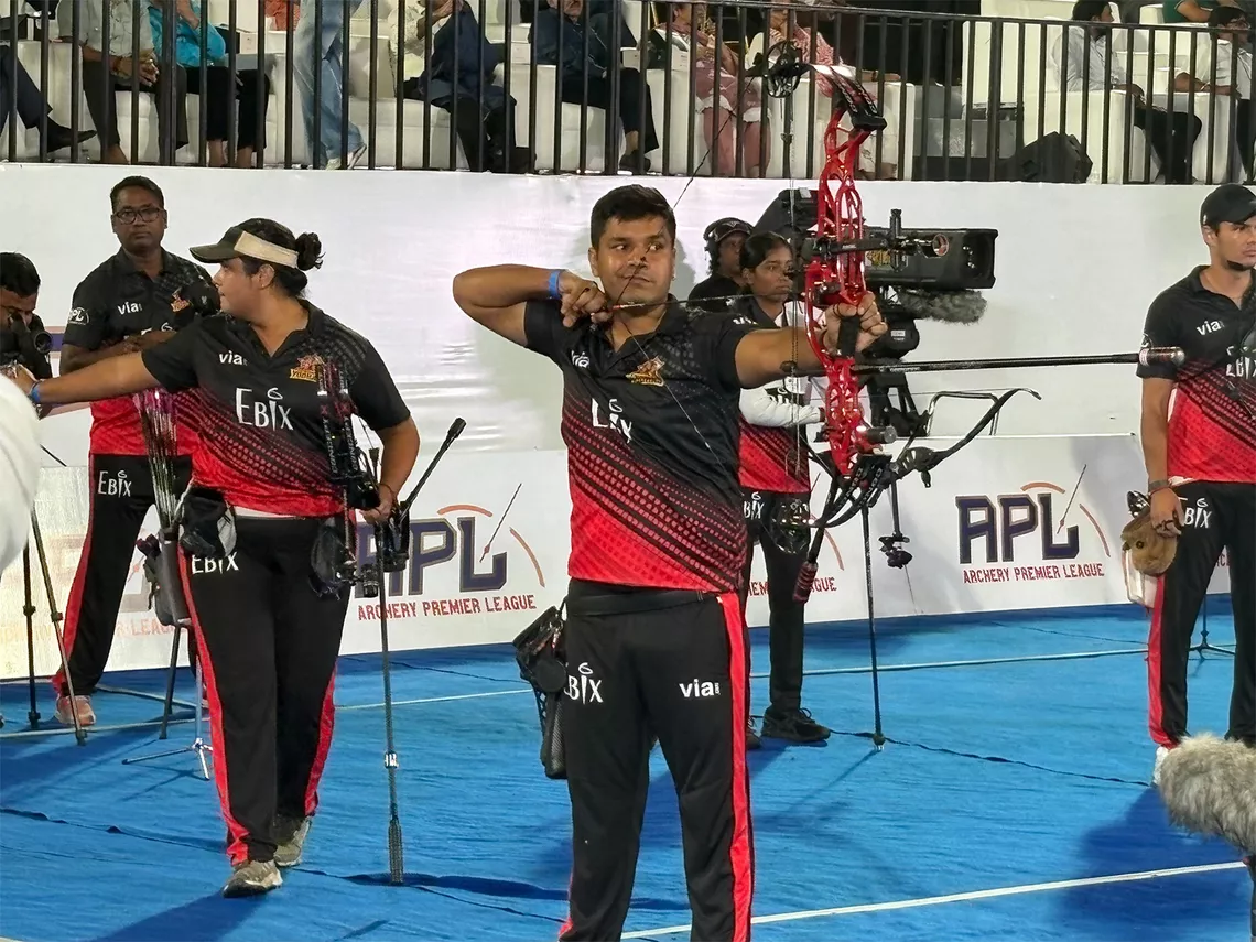 An archer aim at a target