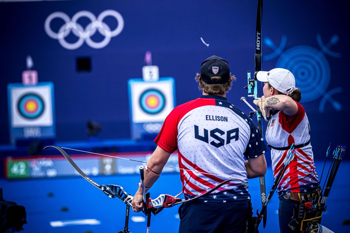 Brady Ellison and Casey Kaufhold won recurve mixed team bronze at Paris 2024.