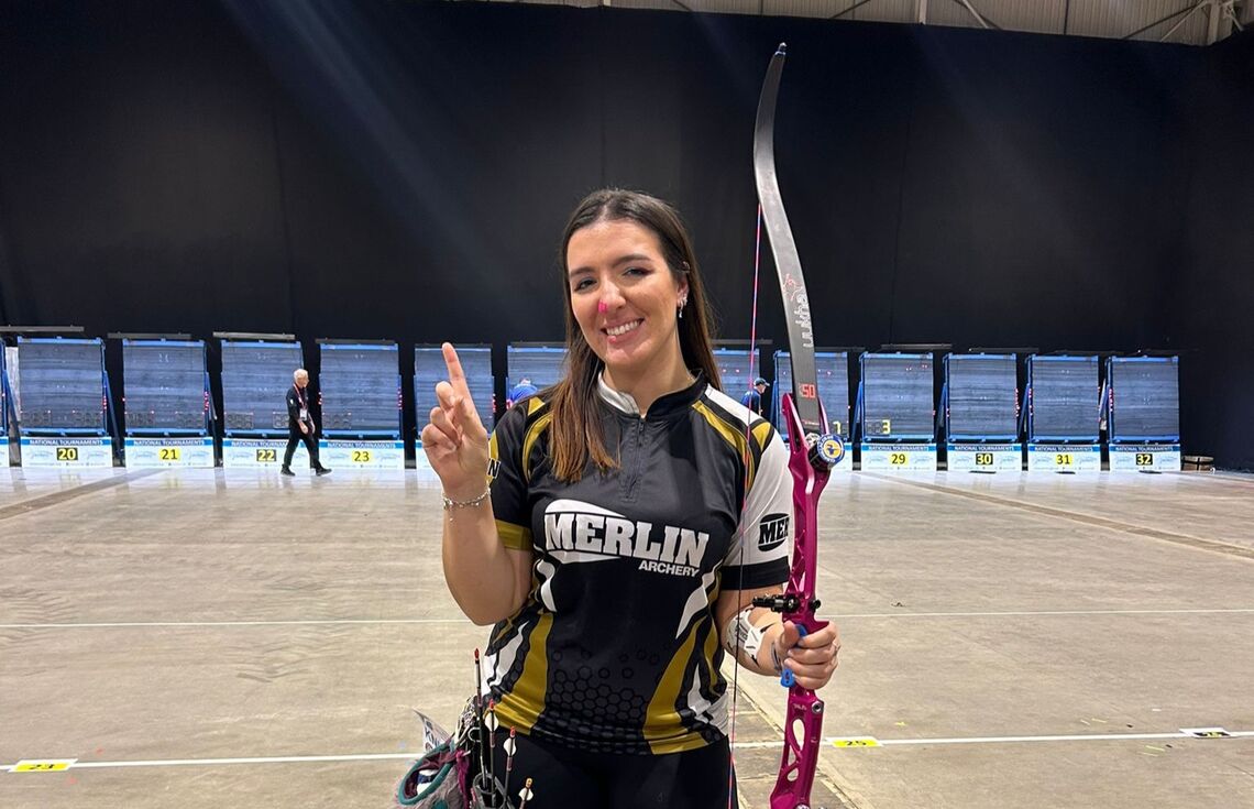 Illaria Knibb celebrating at the British National Indoor Championships.