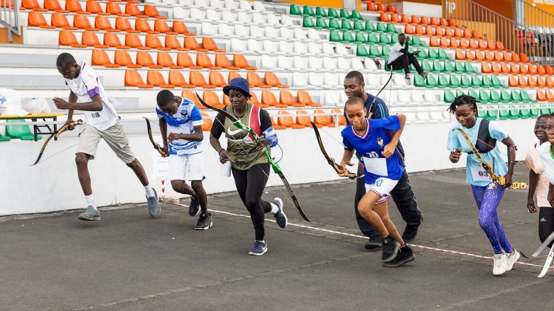 Participants of the run archery seminar in Abidjan in November 2025.