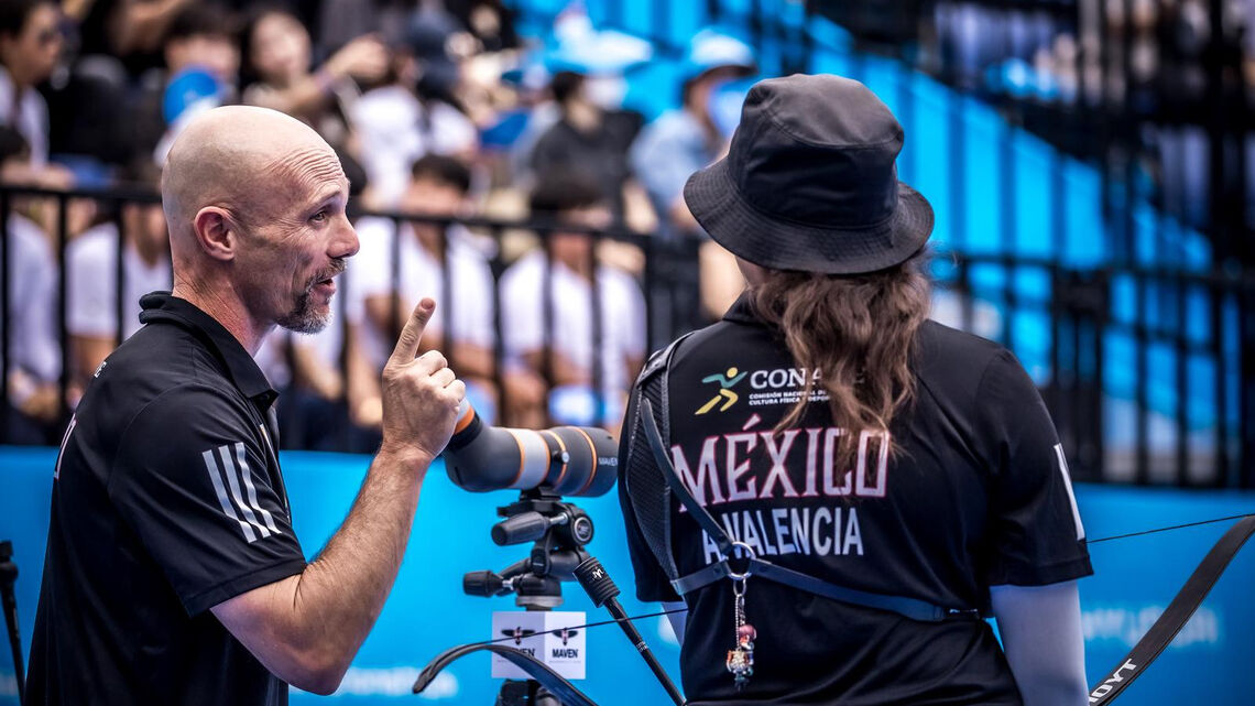 Marc Dellenbach and Alejandra Valencia during the 2025 Hyundai World Archery Championships in Gwangju (Korea).
