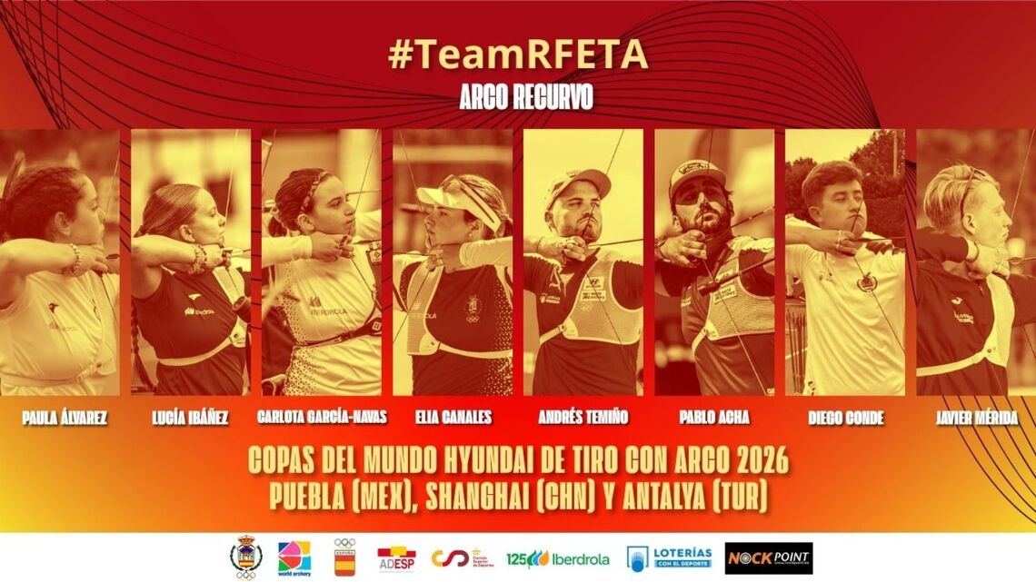 Spanish recurve squad for 2026 Hyundai Archery World Cup.