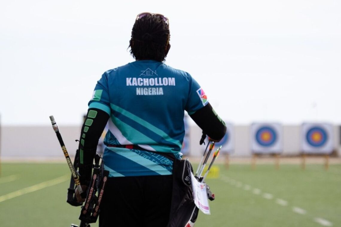 Kachollom Larai Enyenihi walking to the target.