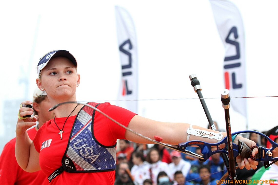 Mackenzie Brown shoots at Stage 1 of the World Cup circuit in Shanghai
