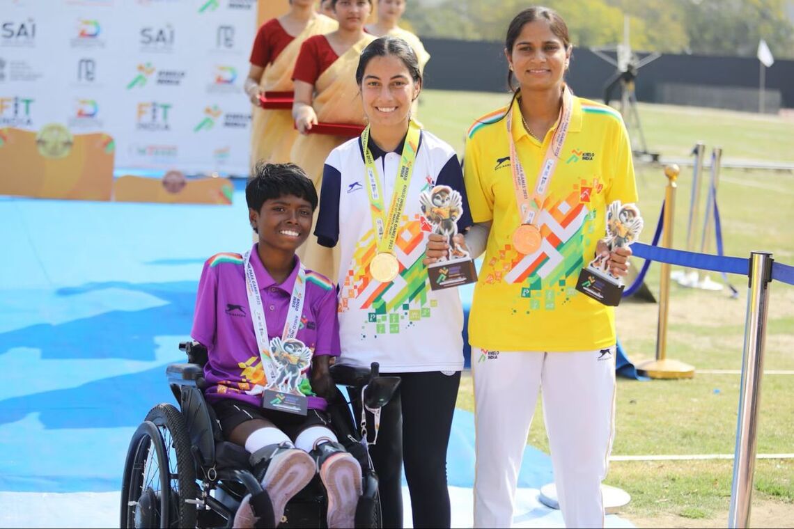 Podium with Payal Nag, Sheetal Devi and Jyoti Baliyan.