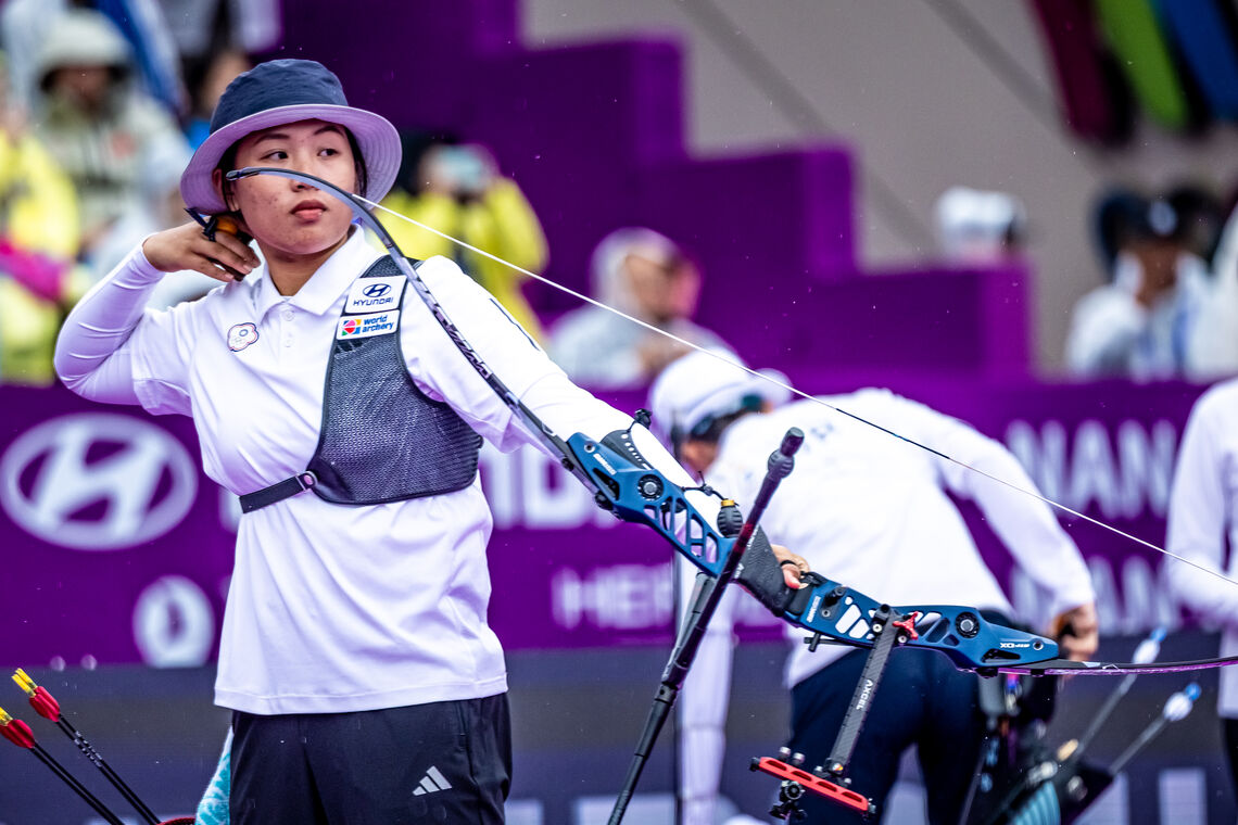 Hsu Hzin-tzu just after release at the Nanjing 2025 World Cup Final.